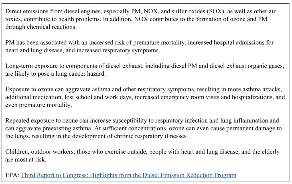 Diesel Exhaust Health Impacts - EPA 2016