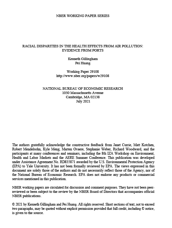 Racial Disparities in the Health Effects from Air Pollution: Evidence from Ports