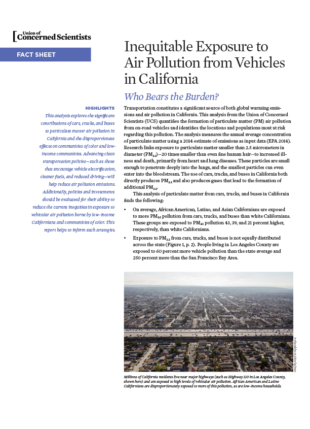 Inequitable Exposure to Air Pollution from Vehicles in California
