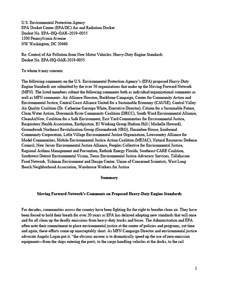 Control of Air Pollution from New Motor Vehicles: Heavy-Duty Engine Standards Submitted Comments